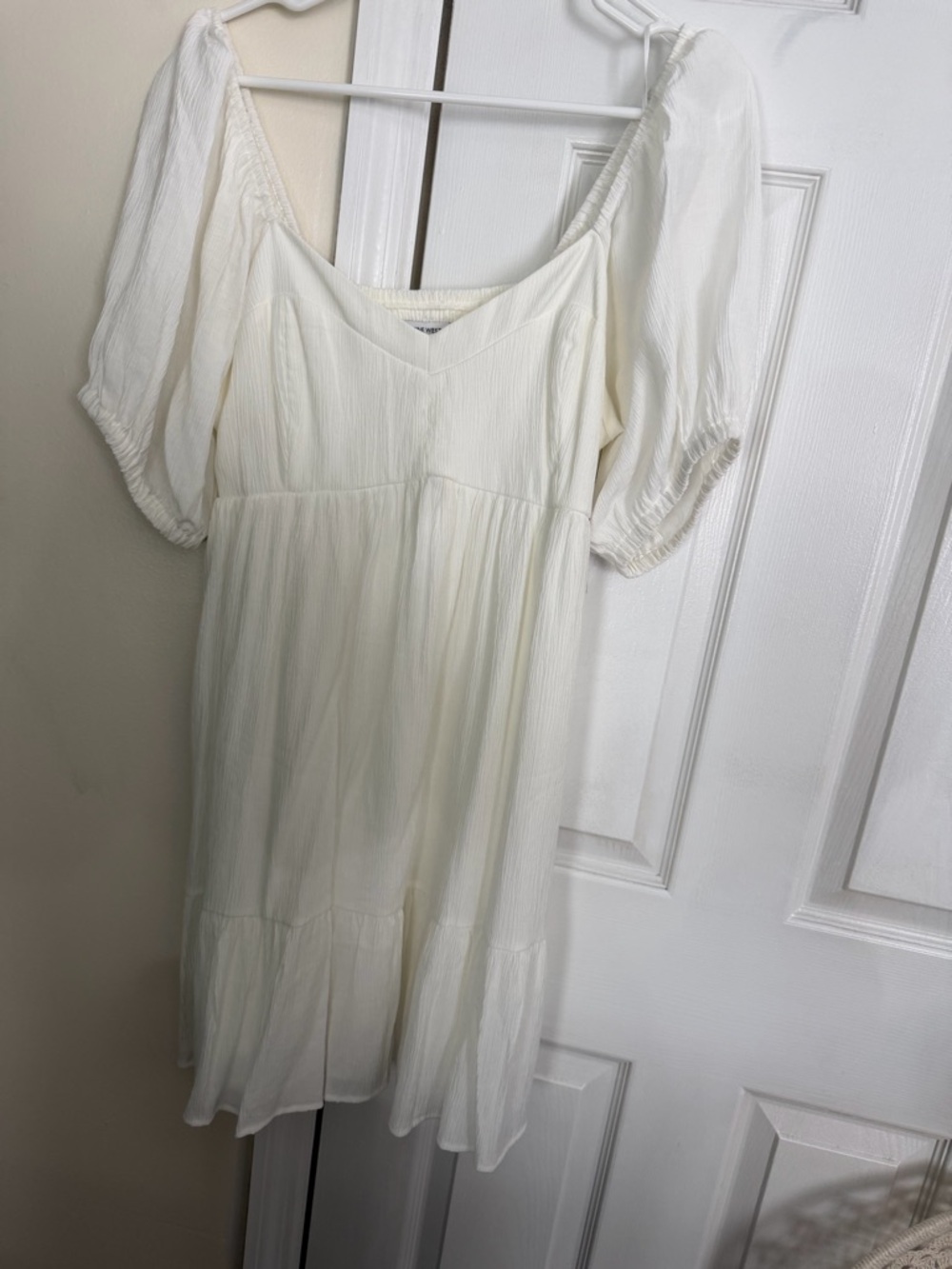 Nine West Cream babydoll Dress with Puff Sleeves